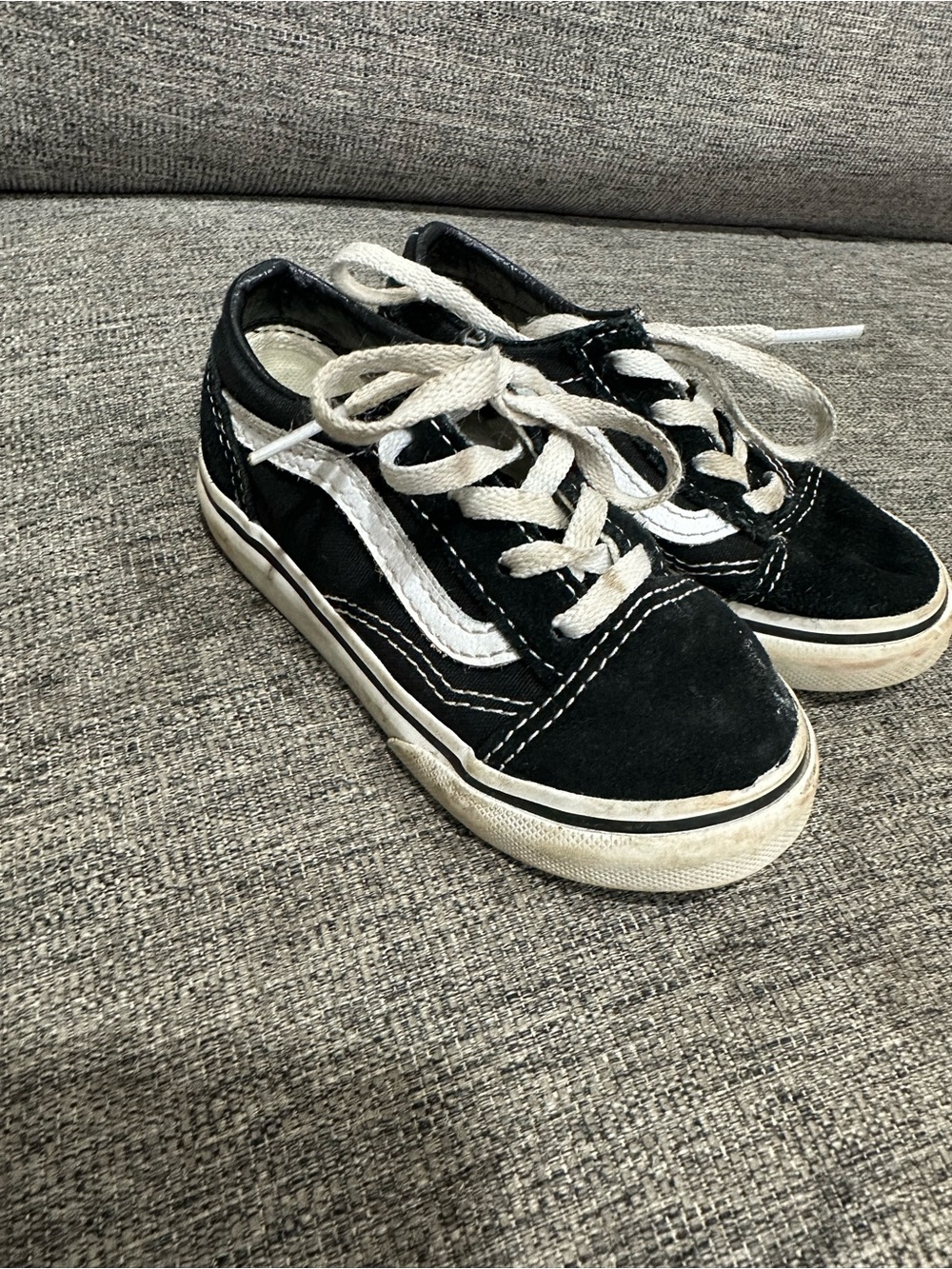 Vans Kids Black and White Low-Top Skate Shoes